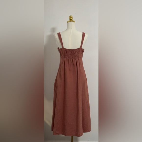 Midi Dress Size Large Sweetheart Neckline, Vented Skirt 100% Cotton SKU 9 - Picture 2 of 11